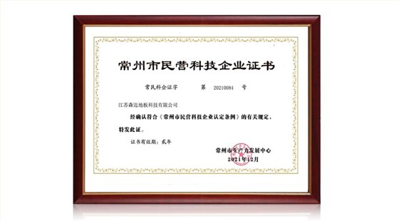 民營科技企業證書
